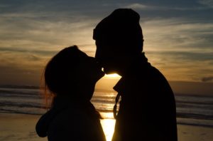 a couple kissing